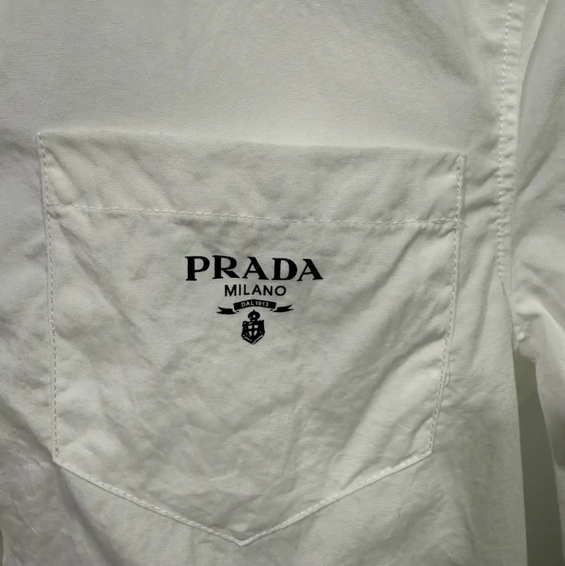 Prada White Silk Blend Long Sleeve Shirt