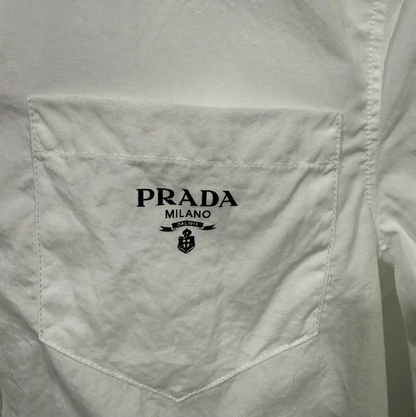 Prada White Silk Blend Long Sleeve Shirt