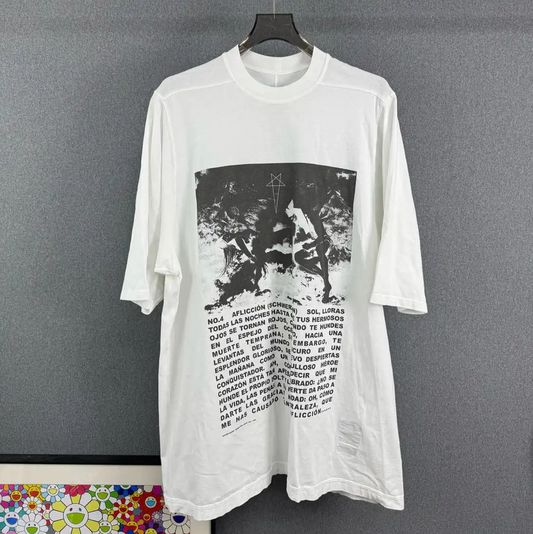 Rick Owens White Graphic T-Shirt for Men 0089