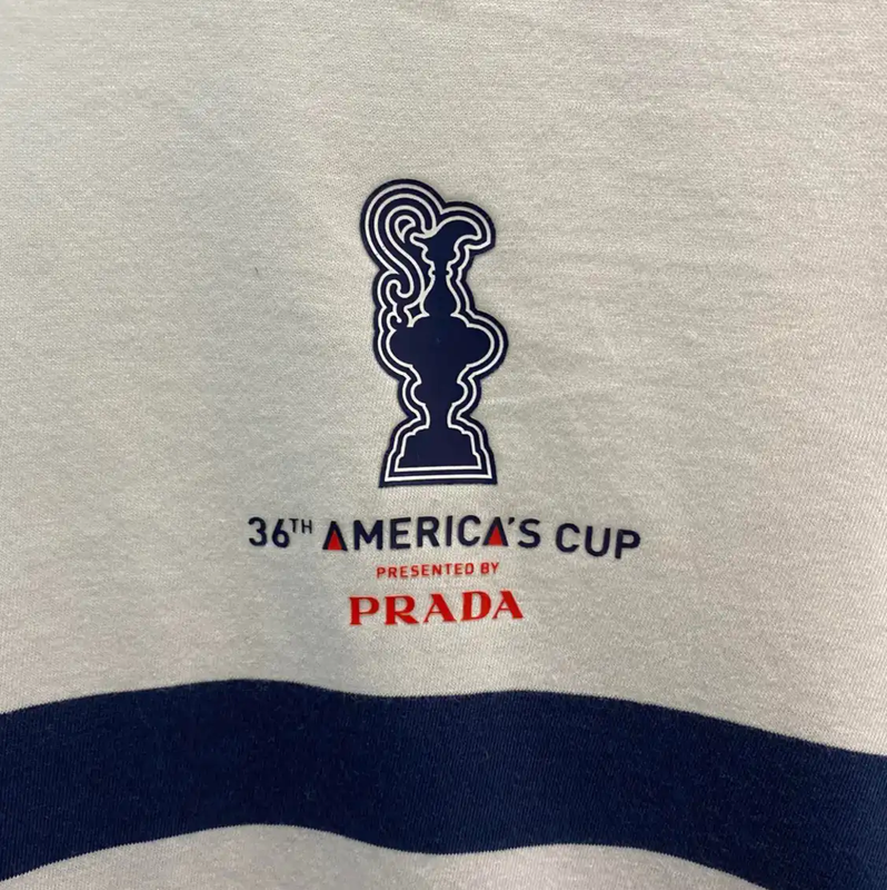 Prada Men's White T-Shirt with Stripes