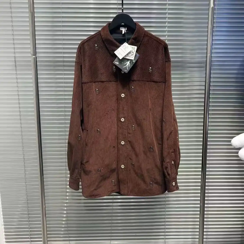Loewe Brown Embroidered Long Sleeve Shirt 0089