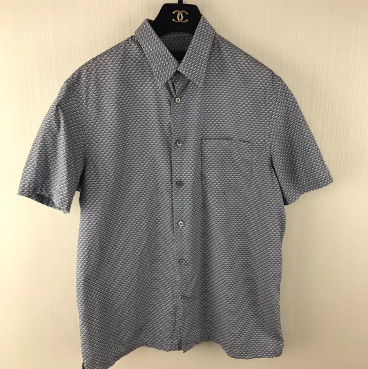 Prada Blue Cotton Short Sleeve Shirt
