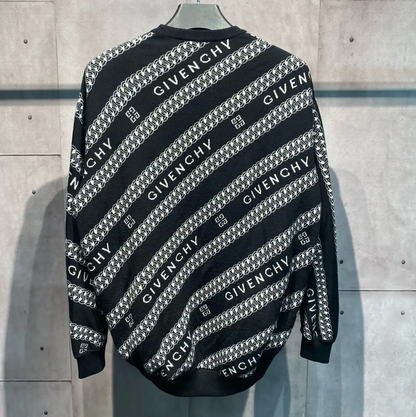 Givenchy Black Wool Printed Long Sleeve Sweater 0089