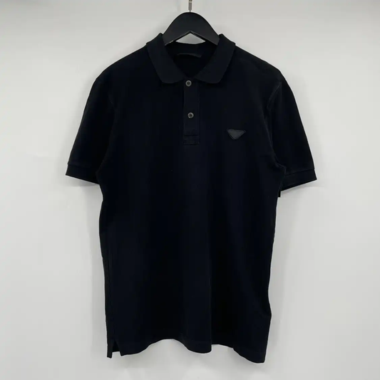 Prada Black Cotton Short Sleeve Polo Shirt