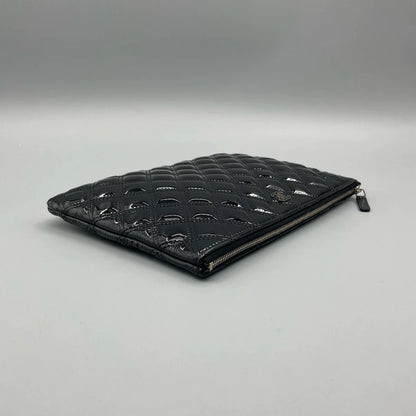 Chanel Patent Leather Quilted Clutch Purse