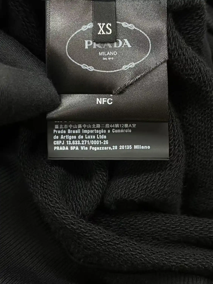 Prada Black Leather Hoodie Jacket