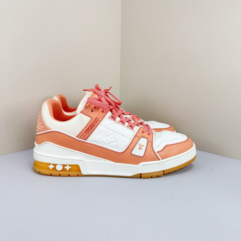 Louis Vuitton Trainer Leather Sneakers in Peach Pink 0079
