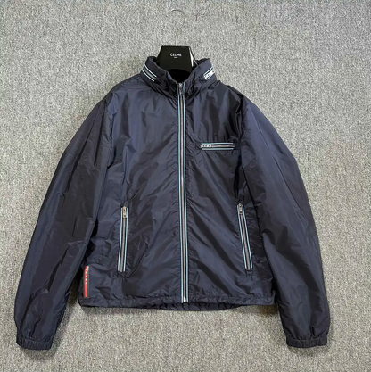 Prada Men's XL Navy Jacket with Hood