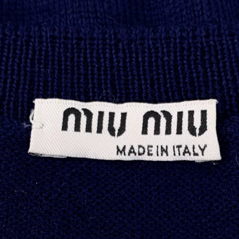 Dark Blue Heart Pattern Knitted Sweater