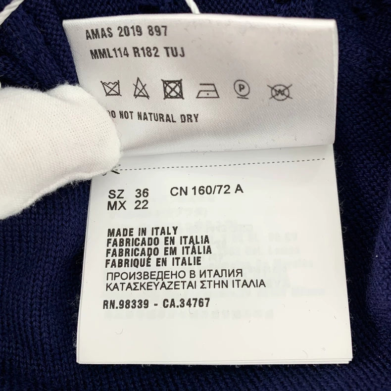 Dark Blue Heart Pattern Knitted Sweater