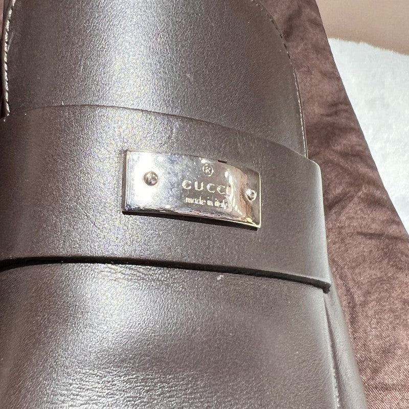 Gucci Brown Leather Slip-On Shoes 0079