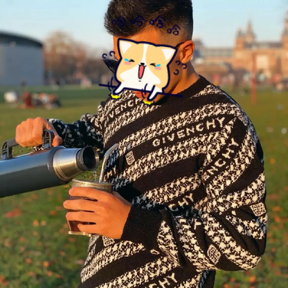 Givenchy Black Wool Printed Long Sleeve Sweater 0089