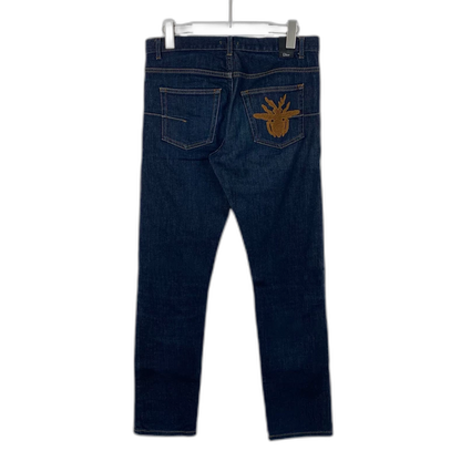 Dior Dark Blue Denim Trousers with Logo