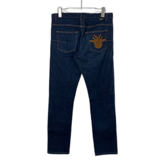 Dior Dark Blue Denim Trousers with Logo