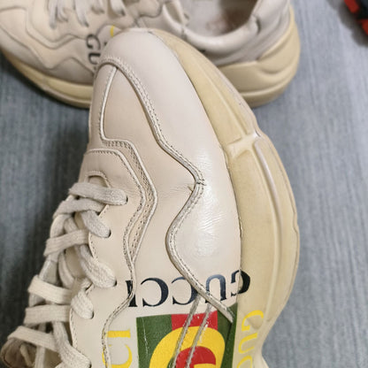 Gucci Rhyton Double G Logo Dad Sneakers in Cream 0079