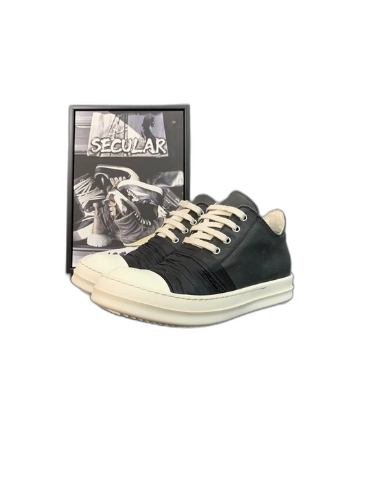 Rick Owens Black Silk Low-Top Sneakers-yf