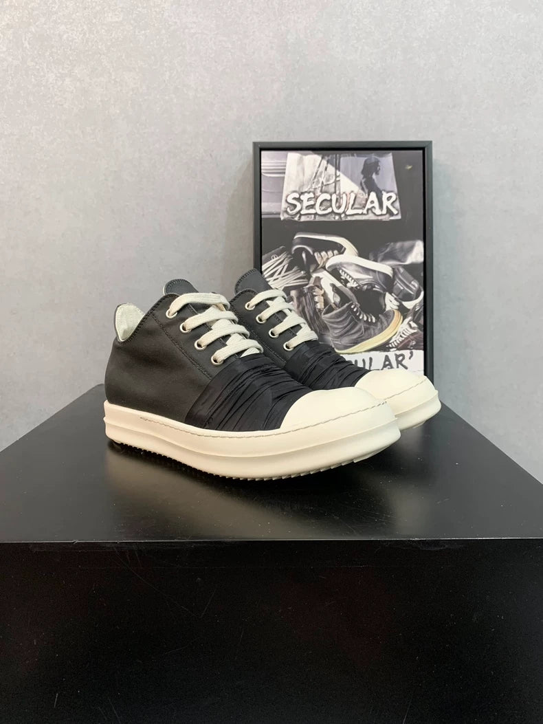 Rick Owens Black Silk Low-Top Sneakers-yf