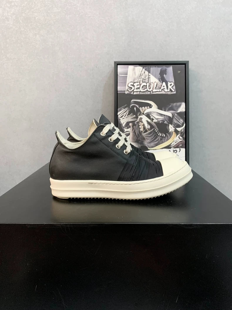 Rick Owens Black Silk Low-Top Sneakers-yf