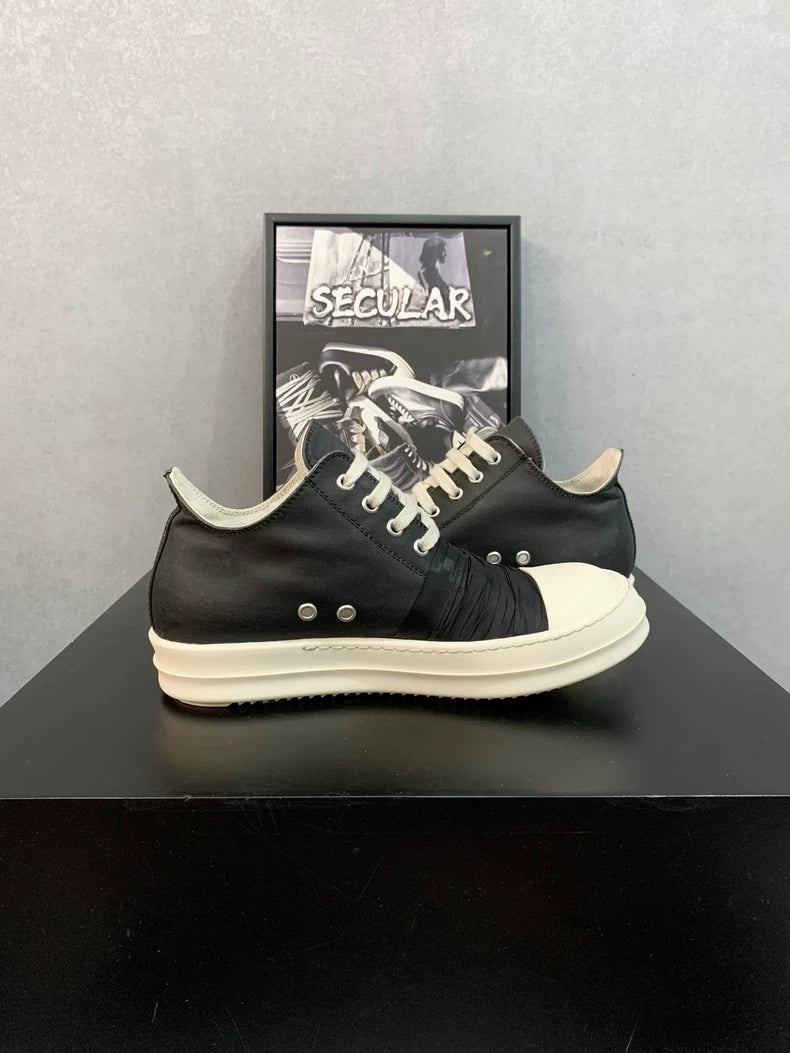 Rick Owens Black Silk Low-Top Sneakers-yf