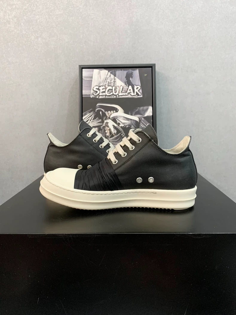 Rick Owens Black Silk Low-Top Sneakers-yf