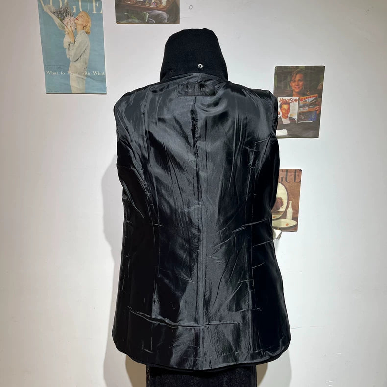 Vintage French Style Black Wool Coat