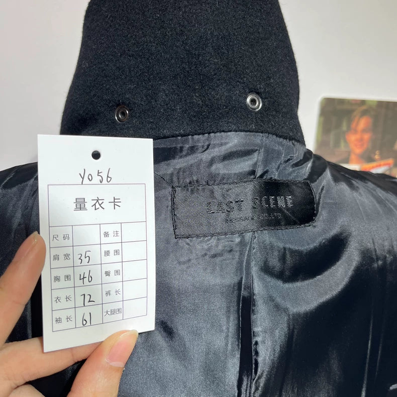 Vintage French Style Black Wool Coat