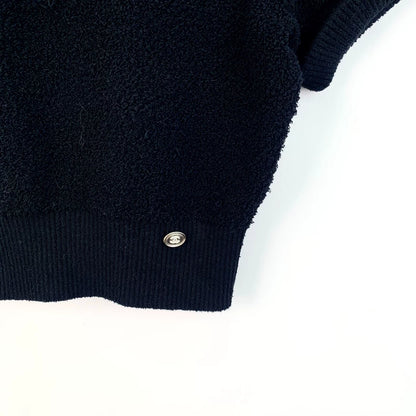 Chanel Black Logo Embroidered Knit Top