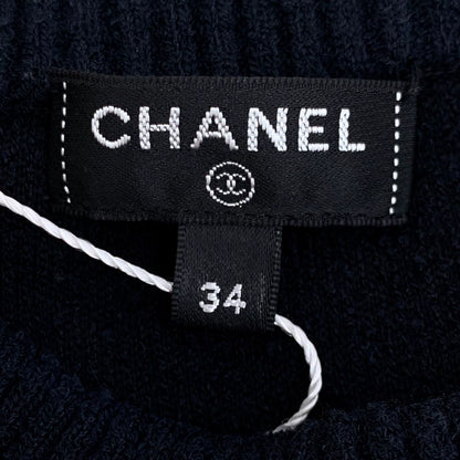 Chanel Black Logo Embroidered Knit Top