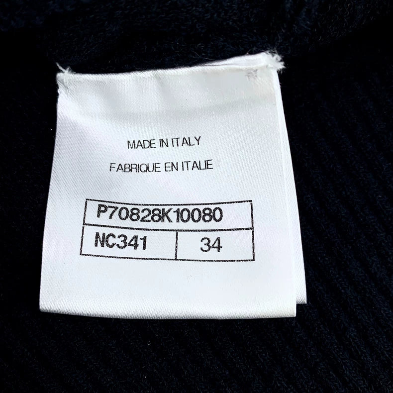 Chanel Black Logo Embroidered Knit Top