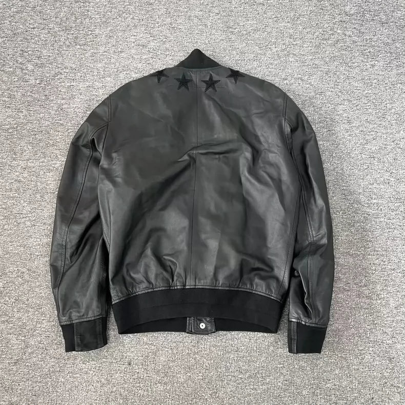 Givenchy Star Embroidered Leather Jacket