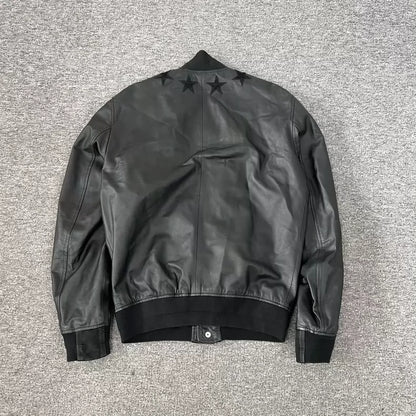 Givenchy Star Embroidered Leather Jacket