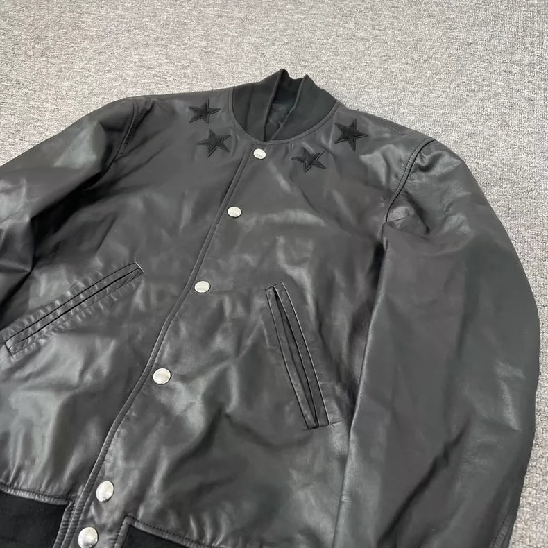 Givenchy Star Embroidered Leather Jacket