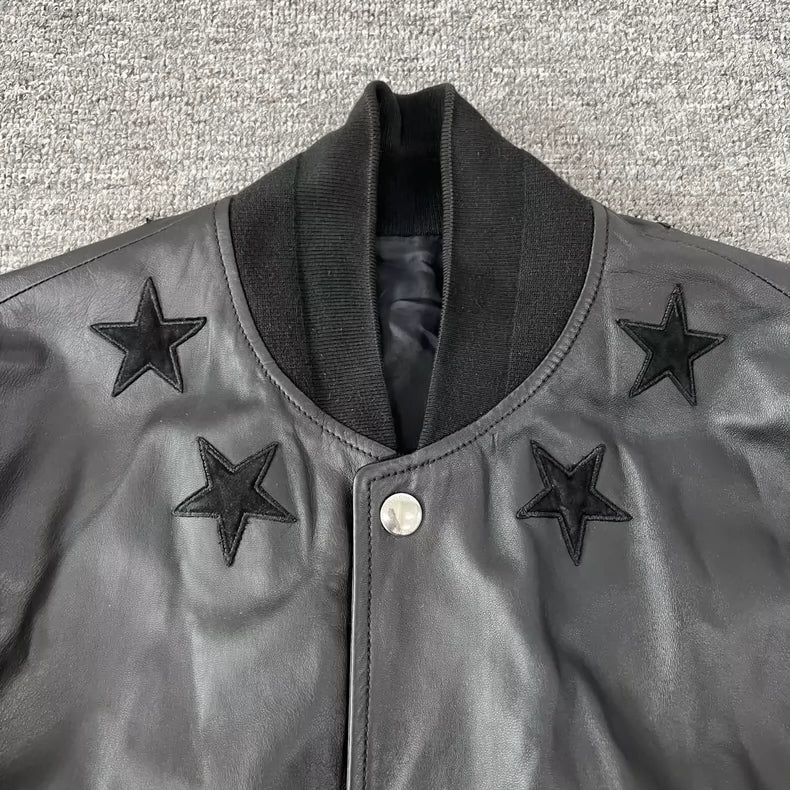 Givenchy Star Embroidered Leather Jacket