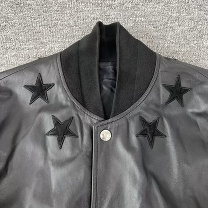 Givenchy Star Embroidered Leather Jacket