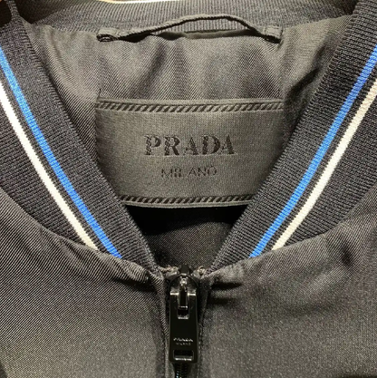 Prada Black Men's Jacket with Blue Stripes