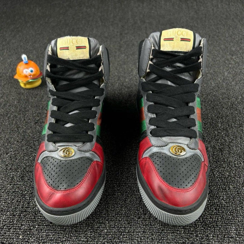 GUCCI Screener High-Top Sneakers in Gray and Red 0079
