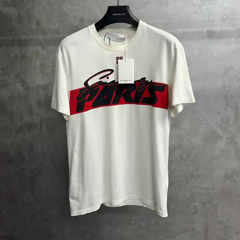 Givenchy White Cotton Men's T-shirt with Logo 0089