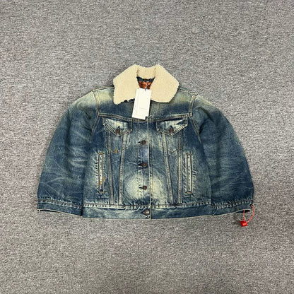 Gucci Denim Jacket with Leopard Fur Collar