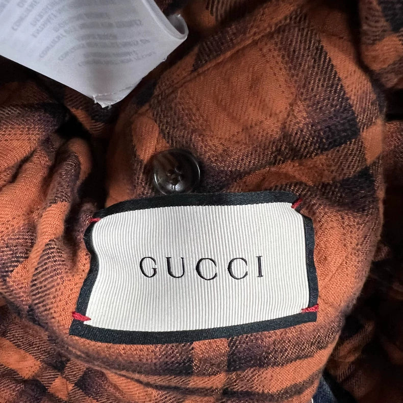 Gucci Denim Jacket with Leopard Fur Collar