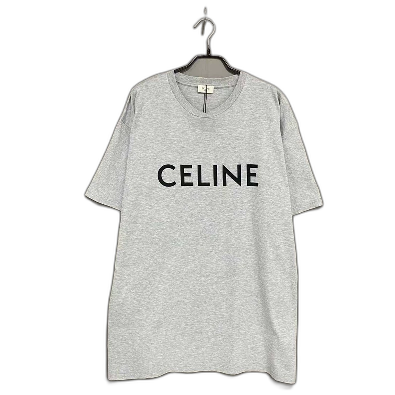 Celine Gray Logo Short Sleeve T-Shirt