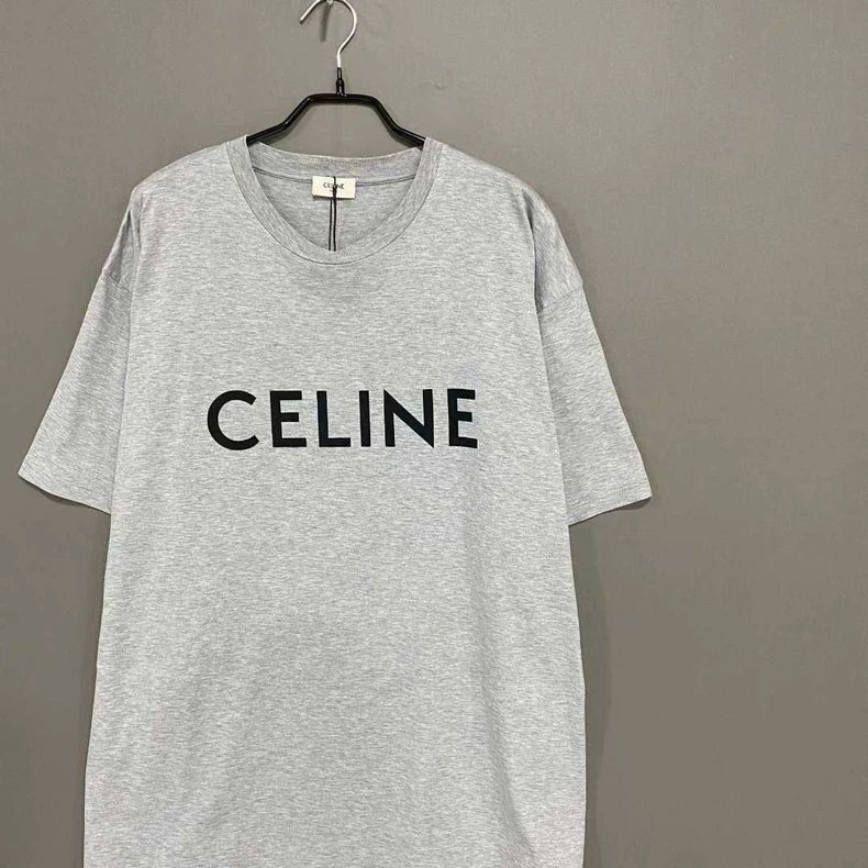 Celine Gray Logo Short Sleeve T-Shirt