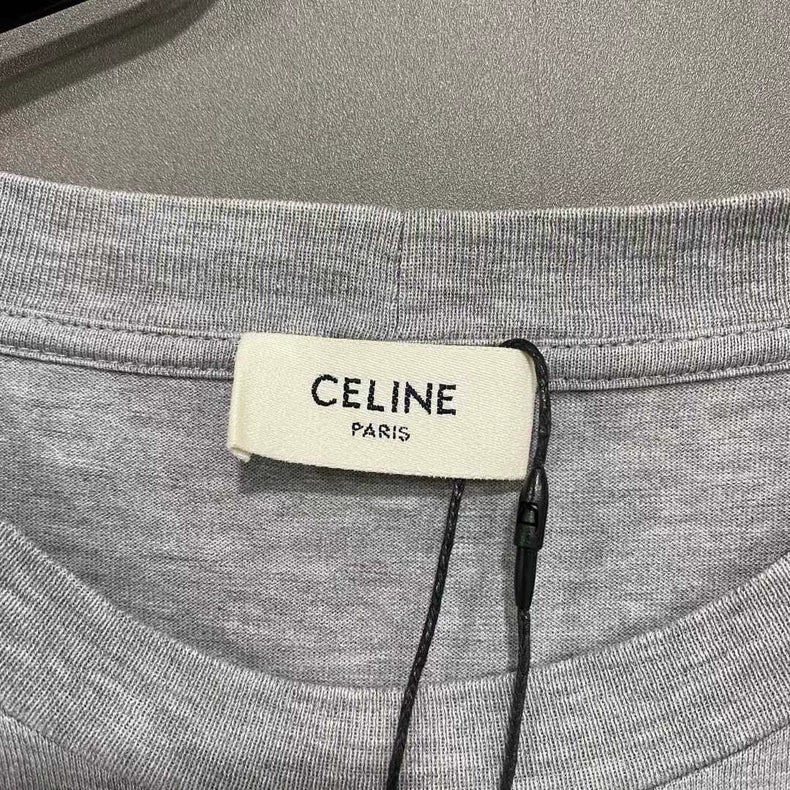 Celine Gray Logo Short Sleeve T-Shirt