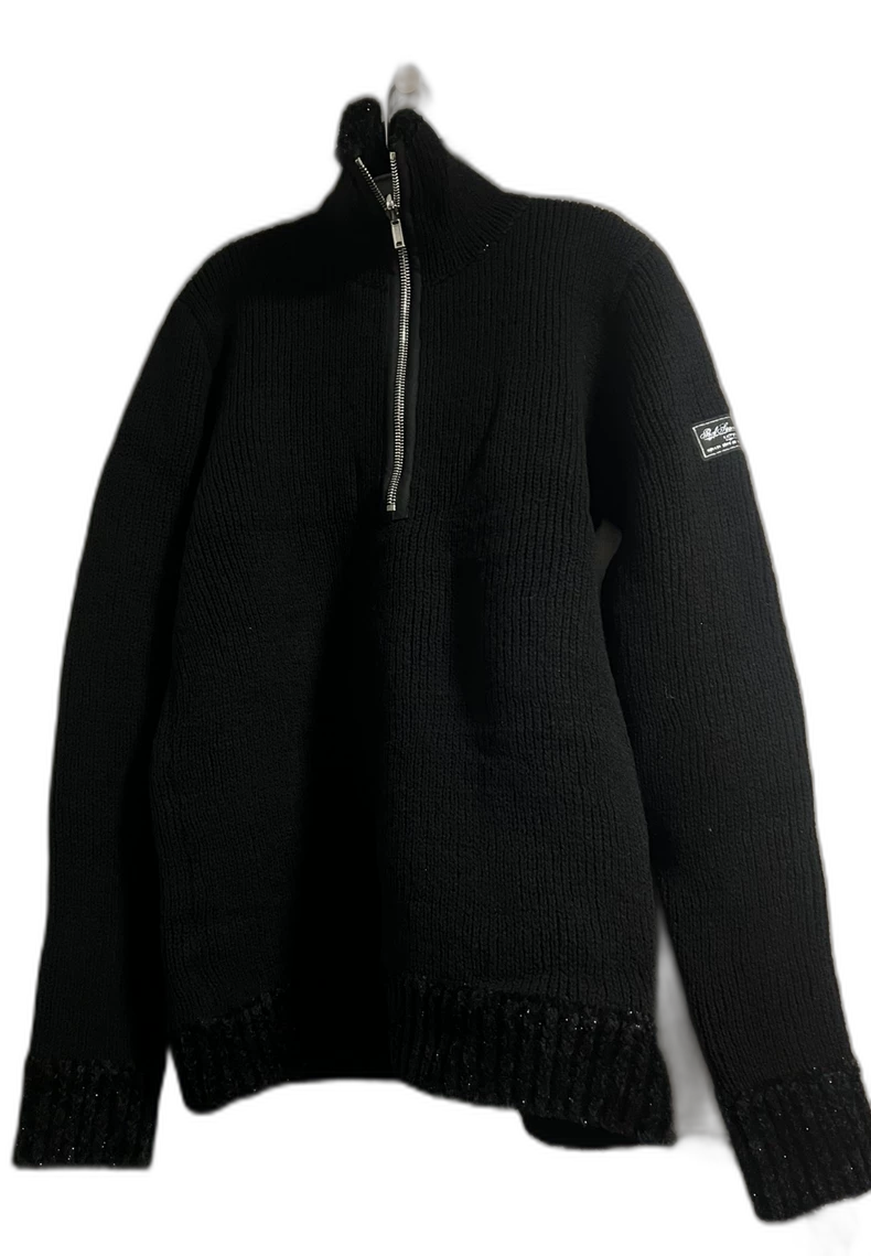 Black Half-Zip Fishermen Sweater for Men