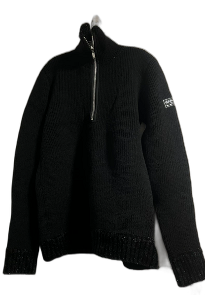 Black Half-Zip Fishermen Sweater for Men