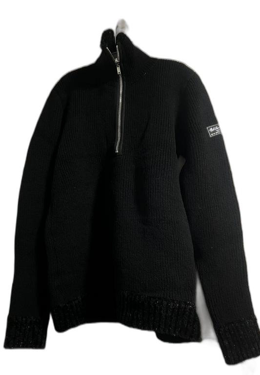 Black Half-Zip Fishermen Sweater for Men