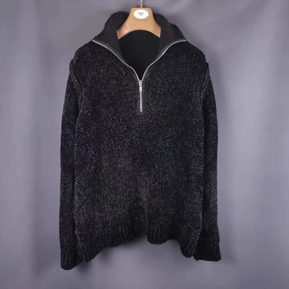 Black Half-Zip Fishermen Sweater for Men