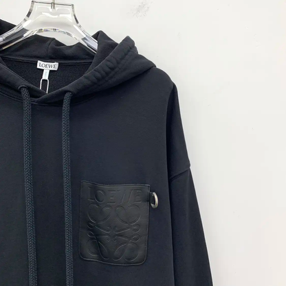 Loewe Black Cotton Hoodie for Men 0089