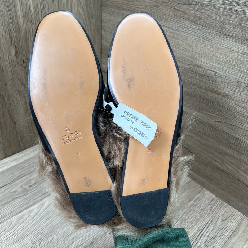 Gucci Black Casual Fur-lined Slide Slippers 0079