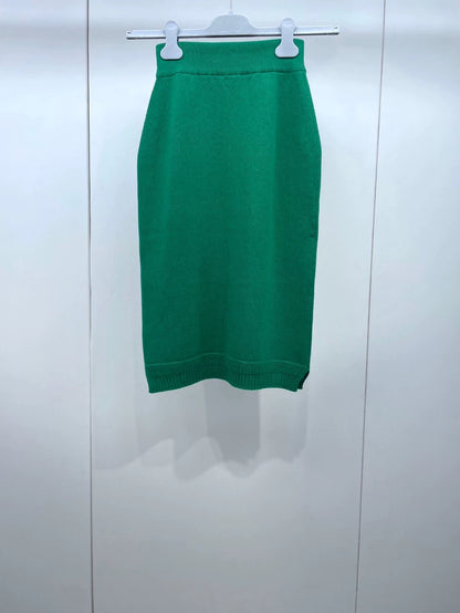 Hermes Green Knit Cashmere Skirt