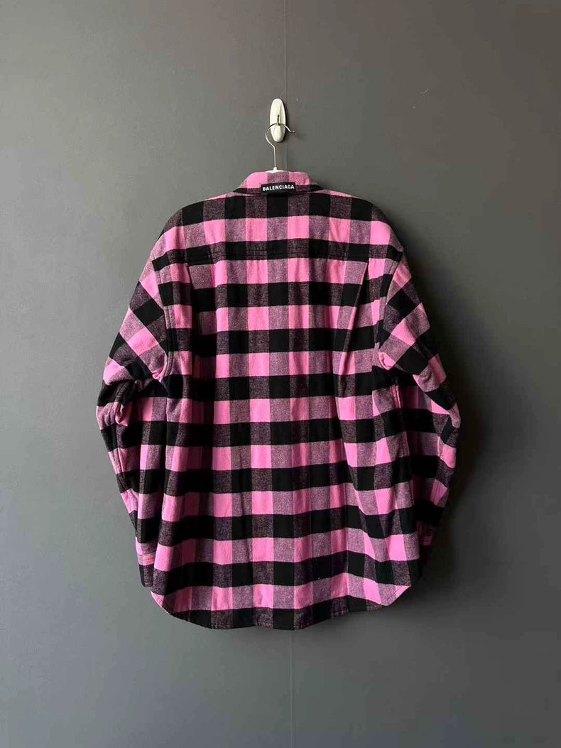 Pink Plaid Long Sleeve Shirt